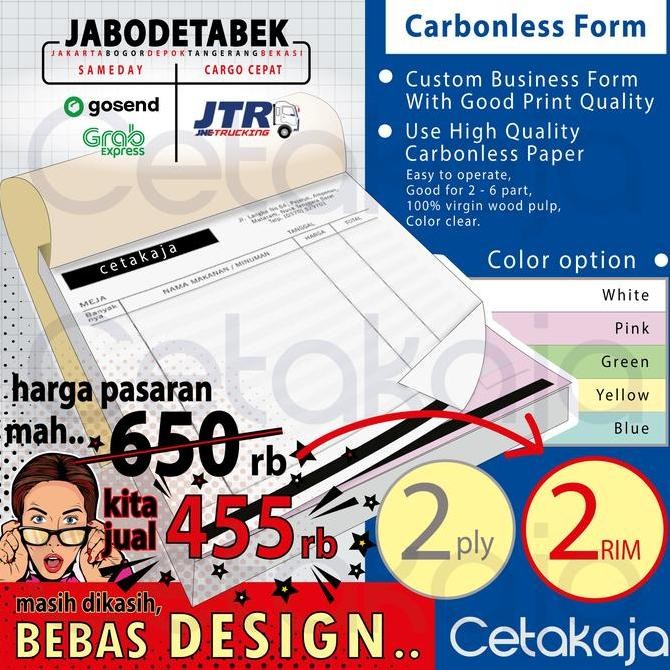 

produk baru!! cetak nota 2 rim 2 ply (bebas desain) 2ply 2rim - kurir expedisi only