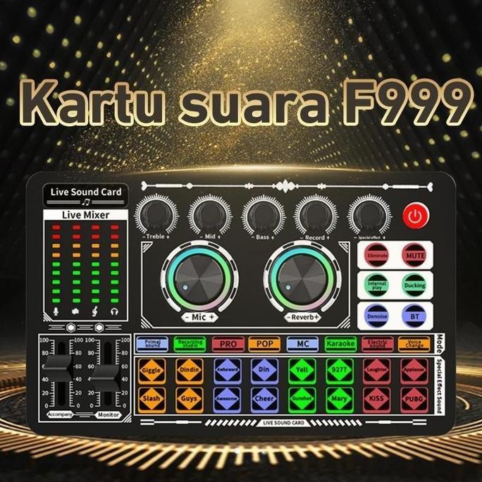 BARU F999 LIVE SOUND CARD LIVE MIXER PERIFERAL KOMPUTER UNTUK AUDIO KARTU SUARA KARAOKE LANGSUNG HP 