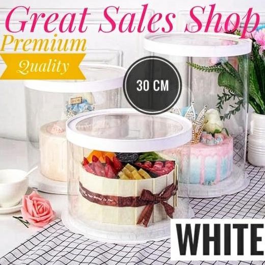 New Cake Box Bulat Dus Kue Kotak Kue Transparant Mika Pet Ukuran 30 Cm