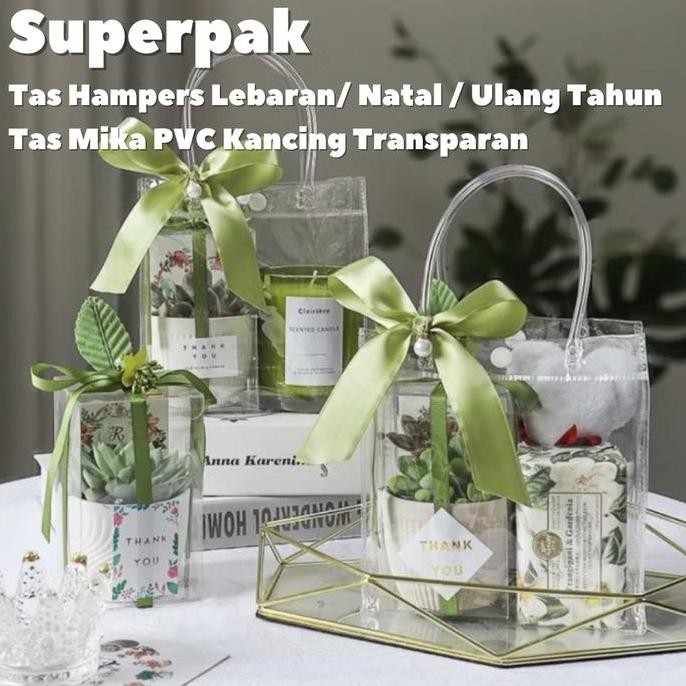 

siap kirim (grosir 10buah) tas mika kancing uk 20x8x16 hampers goodie bag premium