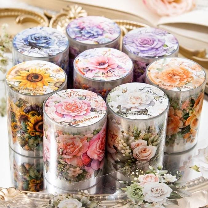 

ready Flower PET Sticker Roll - Stiker Roll Flower Sea Series