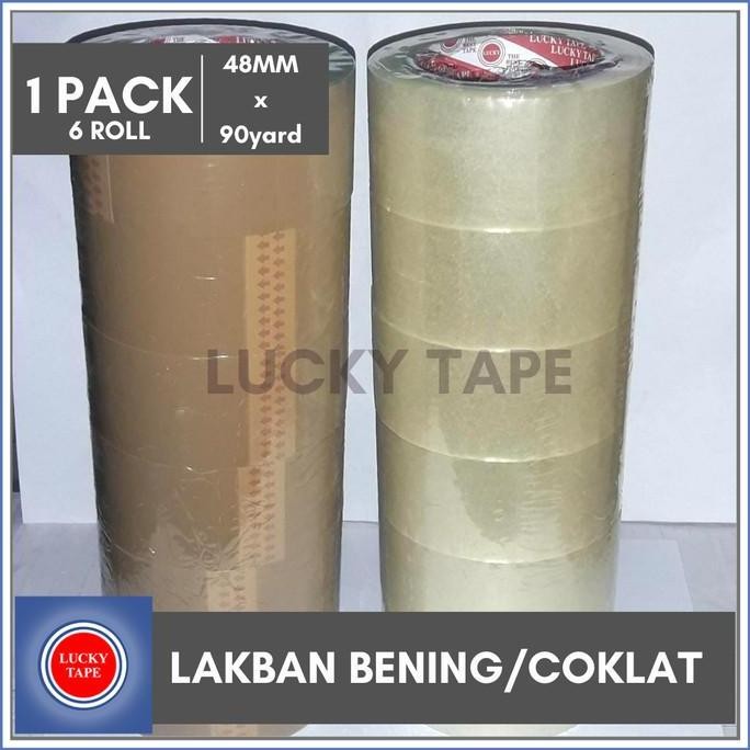 

ready Lakban Bening Coklat LUCKY TAPE 2" 48MM 90 Yard BUKAN DAIMARU 1 SLOP