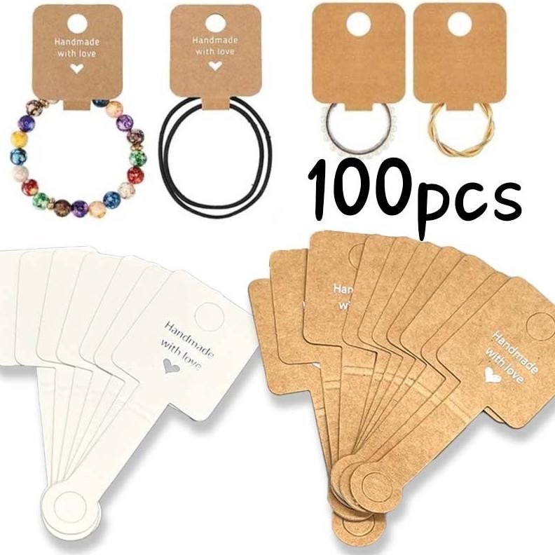 

Premium 100Pcs Hang Tag Aesthetic Universal Hang Tag Kalung Label Gelang Label Cincin Label Stiker Label Perhiasan High Quality