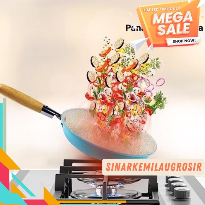 3IN1 3 IN 1 SET PAKET WAJAN KERAMIK BIRU ISI 3 PCS PANCI MASAK PENGGORENGAN SOUP SUP ANTI LENGKET CE