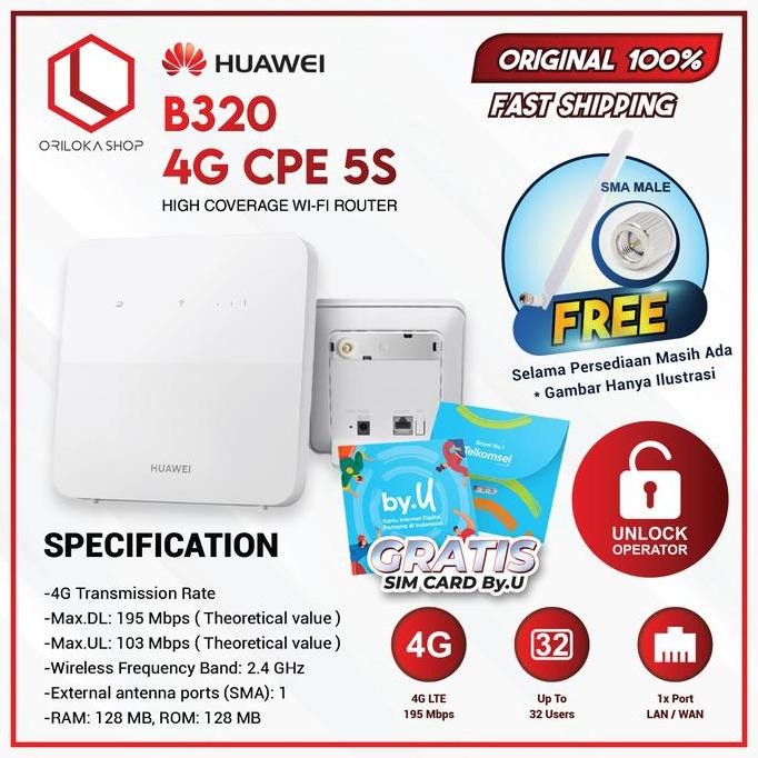 READY Huawei B320 Penganti B312 Modem Router Wifi Unlock All Operator