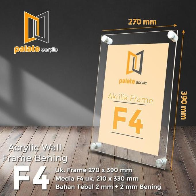 

Acrylic / akrilik frame poster/wall display ukuran F4 tebal 2mm+2mm