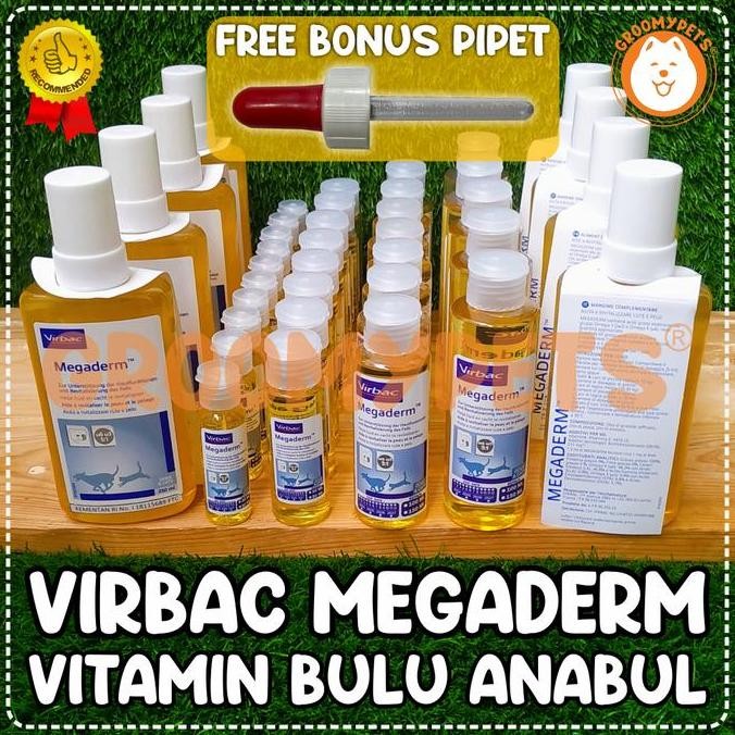 virbac megaderm - vitamin bulu kucing dan anjing - megaderm