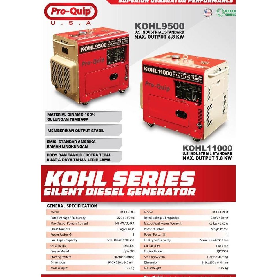 Genset Proquip Silent Diesel 10 KVA KOHL 11000
