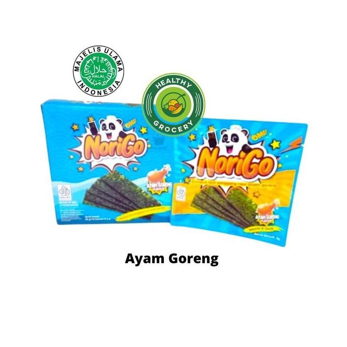 

:<:<:<:<] Norigo Snack Rumput Laut Sachet Rasa Original / Barbeque / Pedas / Ayam Goreng / Keju 36gr Isi 12 Sachet
