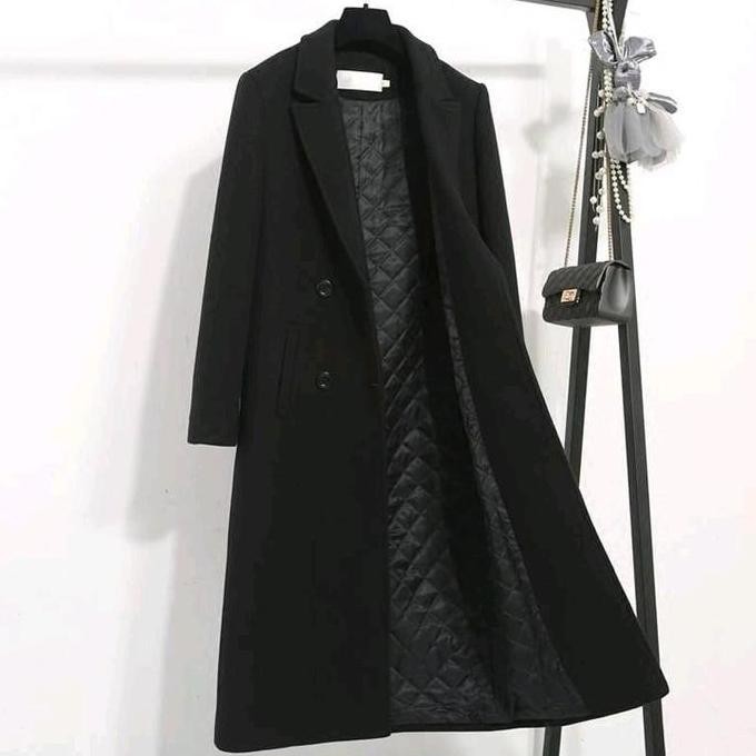 Long Coat Blazer Wanita Tangan Panjang Korean Style Polos Formal Nyaman Fit 3Xl Kream Jaket & Mantel