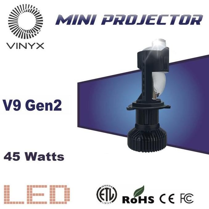 LAMPU LED VINYX V9 PRO 45W PROJIE H4 MINI PROJECTOR LENSA MOTOR MOBIL