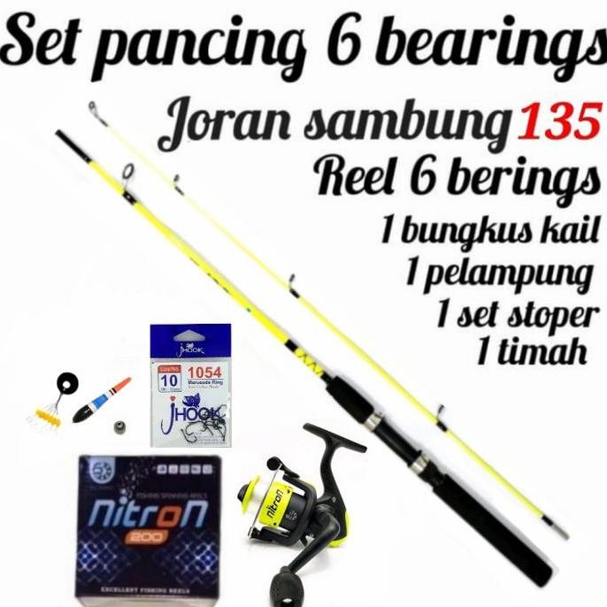 joran sambung 2 panjang 135 fiber lentur + reel pancing harga murah