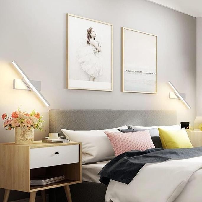 3 Warna Lampu Dinding LED Minimalis Modern - Lampu Dinding Kamar Tidur - Desain Dapat Diputar - 7 Wa