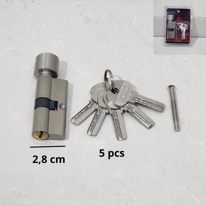 Silinder kunci pintu rumah knob putar kecil (5 pcs anak kunci) Asli