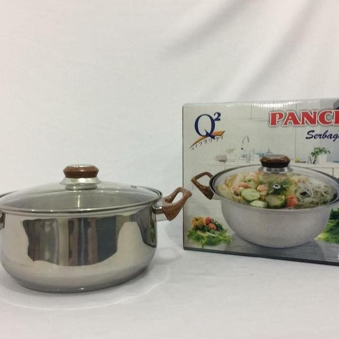 NEW Panci serbaguna Q2 8222 / Panci kuah Q2 / Panci kuping tutup kaca 22cm