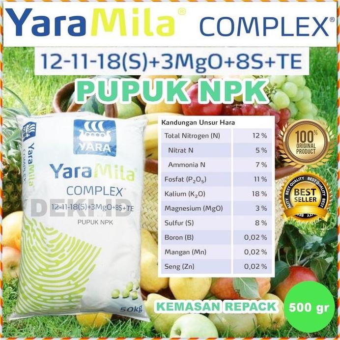 

Terlaris Pupuk Npk Yaramila 12 11 18 S Complex Kompleks 500 Gr Kemasan Repack Plus Magnesium Sulfur Boron Te