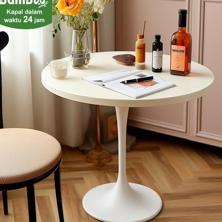 Meja Bulat Modern 80CM Meja Makan Bulat Minimalis  Meja Kafe  Meja Samping Tamu