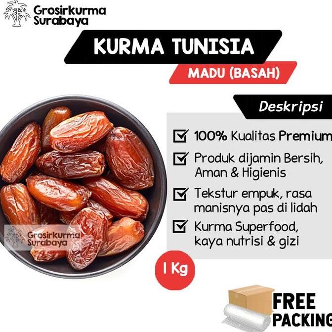 

BARU KURMA TUNISIA MADU 1KG BASAH KATEGORI SUPERFOOD KAYA NUTRISI & GIZI