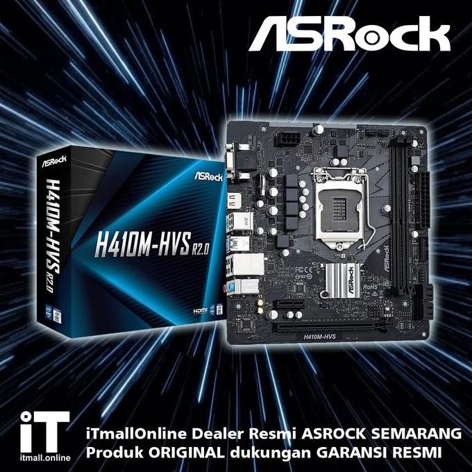 BEBAS ONGKIR - Motherboard ASRock H410M-HVS R2.0 MOTHERBOARD H410 LGA 1200