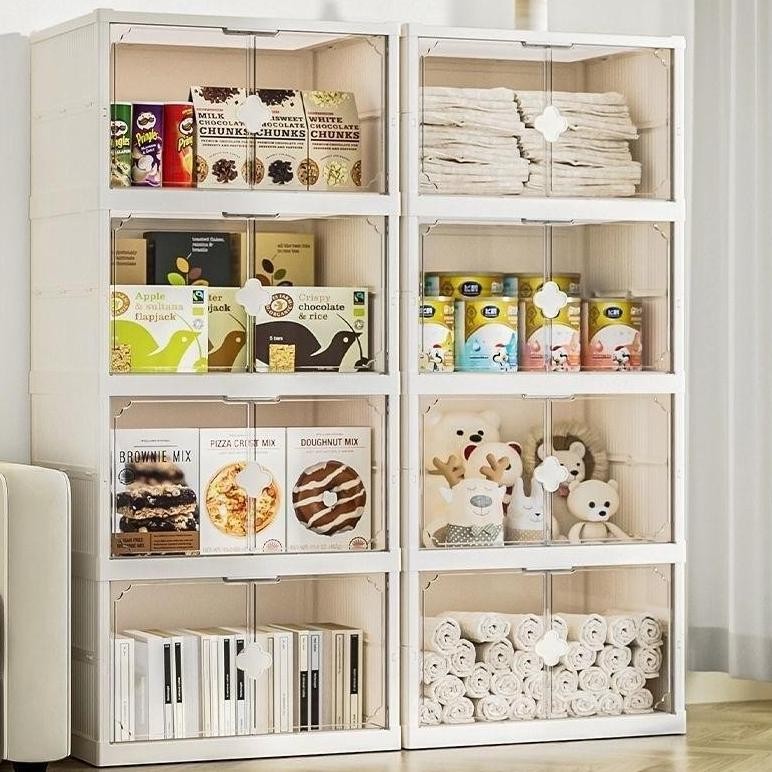 Lemari Lipat Plastik Kotak Penyimpanan Lipat 3/4/5 Susun Lemari Lipat Multifungsi Baju Kotak Sepatu 