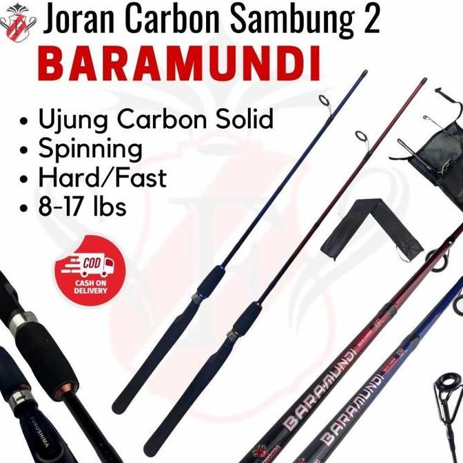 Joran Carbon Solid Tip  Sambung 2 Action Hard Kaku Fukushima Baramundi Ujung Carbon Solid 8 -17 Lbs