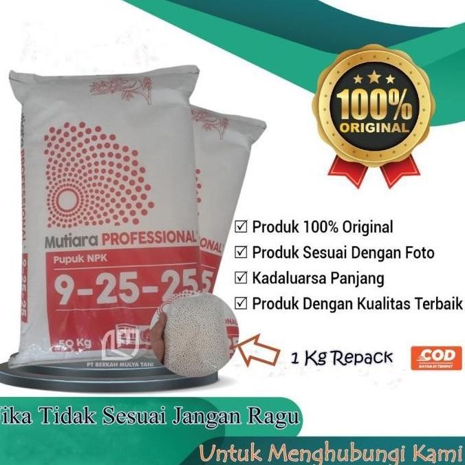 

Terlaris New Pupuk Npk Mutiara Professional 9 25 25 Original 1 Kg / 500 Gram Repack 100% Ori