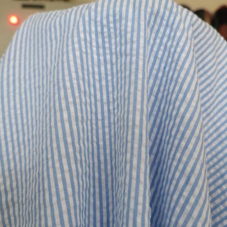 Ready Bahan Kain Cotton Crinkle Blue ( Harga Untuk 0,5 Meter )