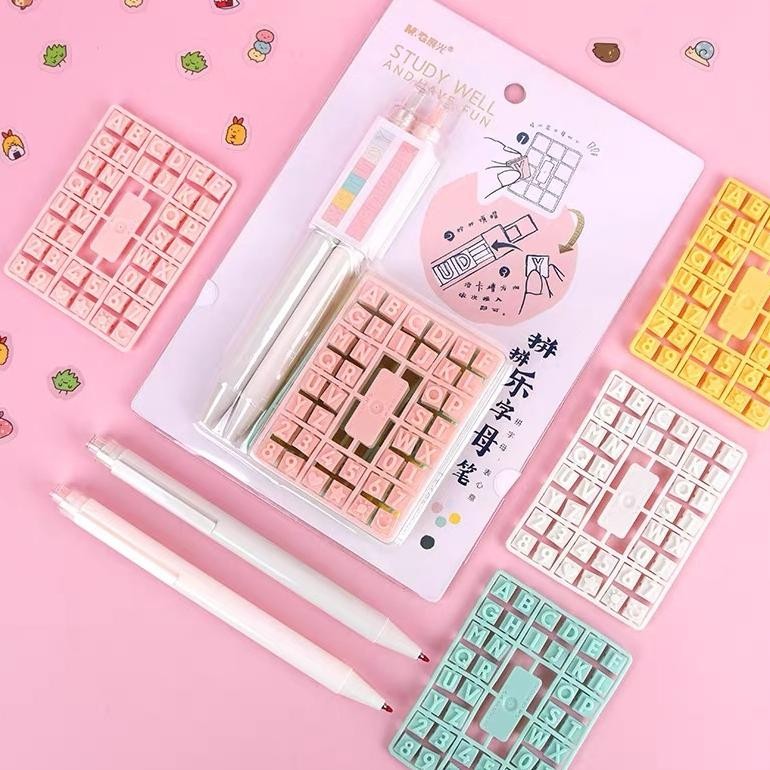 

Ready Diy Letter Gel Pen Set With Alphabet Number Blocks Pena Bisa Kasih Nama Personalized Pen