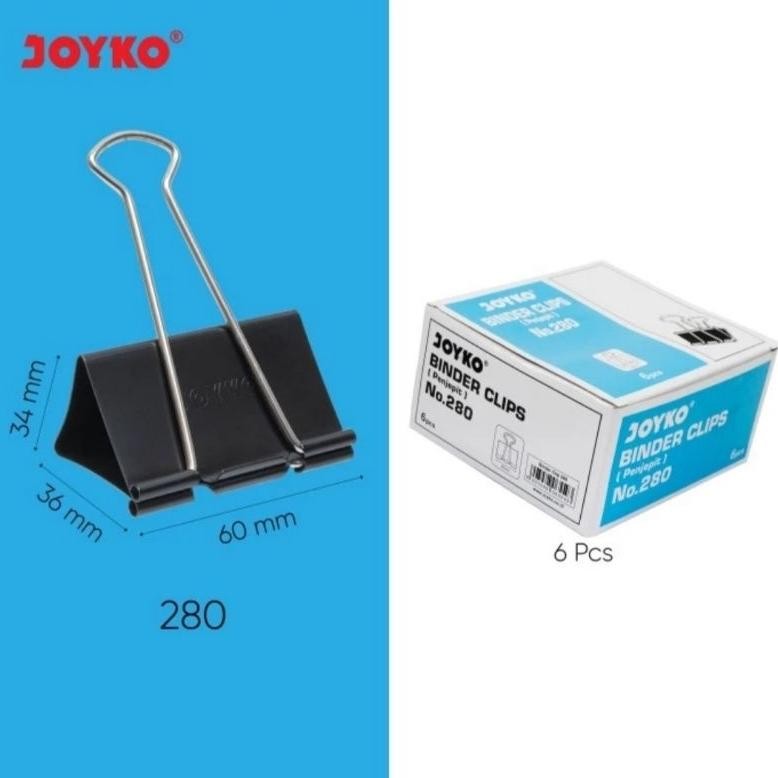 

Ready ( 1 Pak = 6 Buah ) Binder Clip Klip Penjepit Kertas Joyko Hitam 280