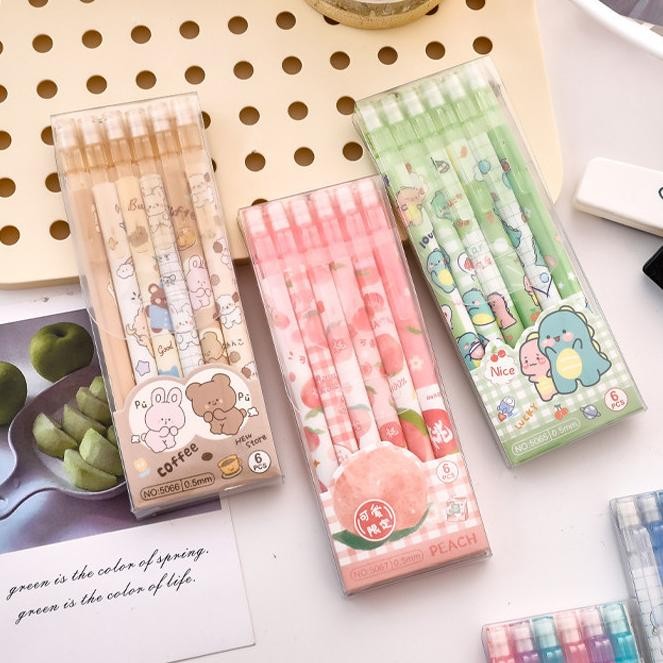 

Ready 1 Set 6Pcs Pensil Mekanik 0.5 Mm Motif Peach Dan Kartun Lucu / Pensil Mekanik 0.5 Mm Motif Lucu Pgs