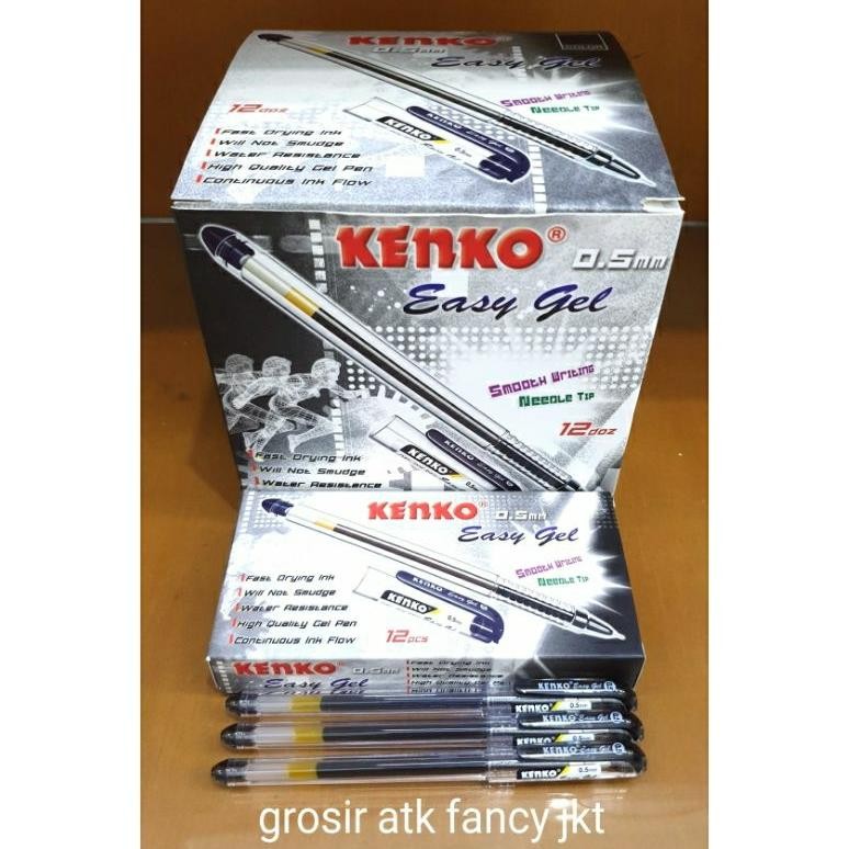 

Ready ( 12 Buah ) Pulpen Pen Pena Easy Gel Kenko 0.5 Mm Hitam