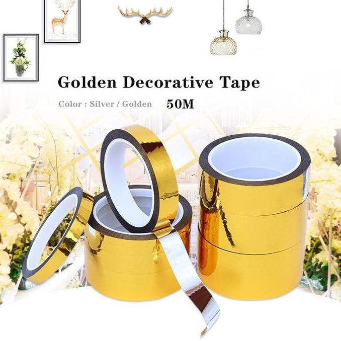 

Promo 50m Gold Washi Tape Untuk DIY Scrapbooking Sekolah Dan Kantor Dekorasi COD