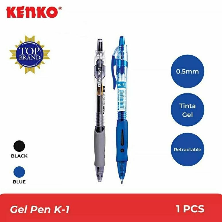 

Ready ( 12 Buah ) K1 Pulpen Pen Pena Gel K-1 Kenko 0.5 Mm Clicker Cetrek Hitam