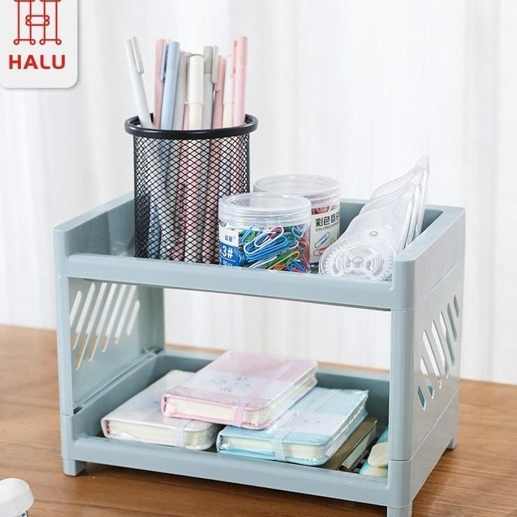 Rak Penyimpanan Rak Kosmetik Rak Buku Multifungsi Double Deck Desktop Storage Organiser 2 Tingkat Ra