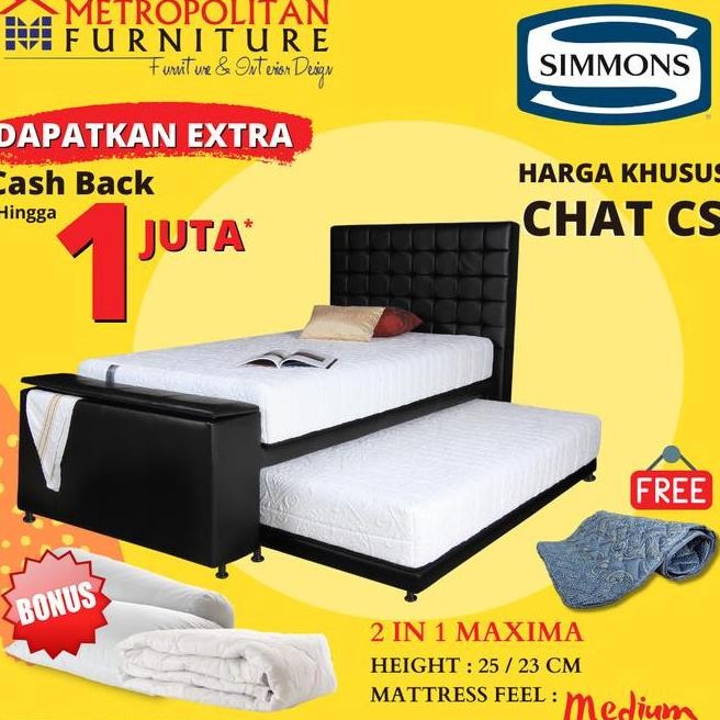 Springbed SIMMONS 2in1 Maxima Full Set Kasur Spring bed