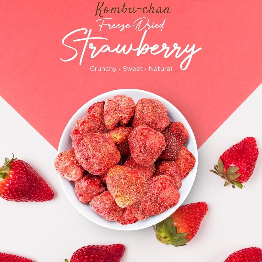 

Ready stok Terlaris Freeze Dried Fruit Whole Strawberry / Strawberry Kering snack, topping oatmeal, salad, kue Termurah