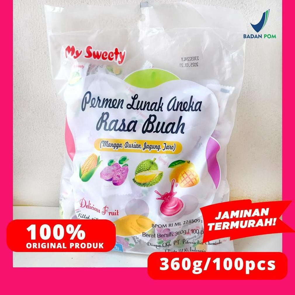 

Ready stok Terlaris Permen Susu Lunak Aneka Rasa Buah 100PCS/360G MYSWEETY Termurah
