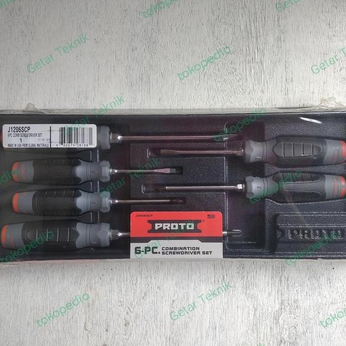 Spesial Obeng Set 6Pcs Proto J1206Scp Kombinasi Plus+Minus Duratek Screwdriver