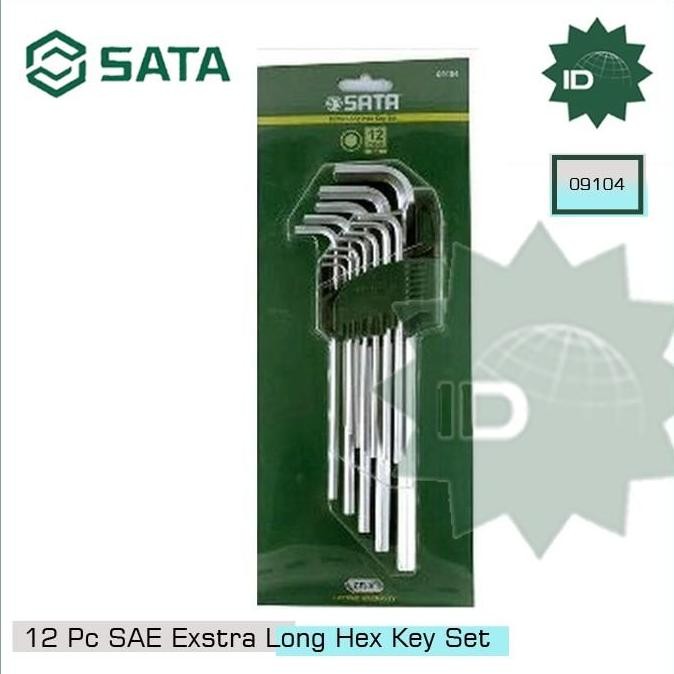 Terjangkau Kunci L Set 12 Pcs Extra Long Point 09104 (Sae) Sata Tools