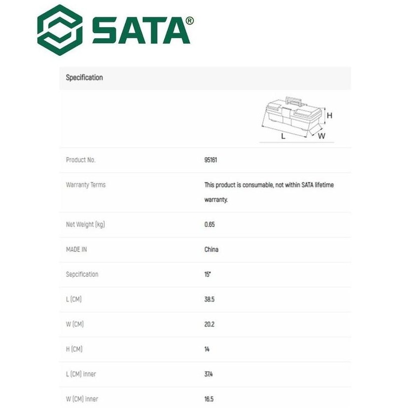 TOOL BOX PERKAKAS PLASTIK 95161 - PLASTIC TOOL BOX 15 INCH SATA TOOLS