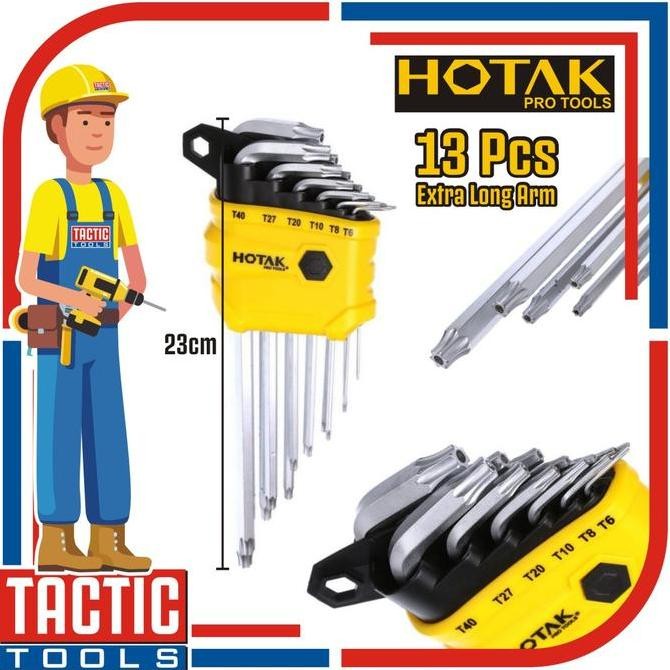 Terjangkau Kunci L Bintang Panjang Set 13 Pcs Hotak / Torx Key Set Extra Long Arm