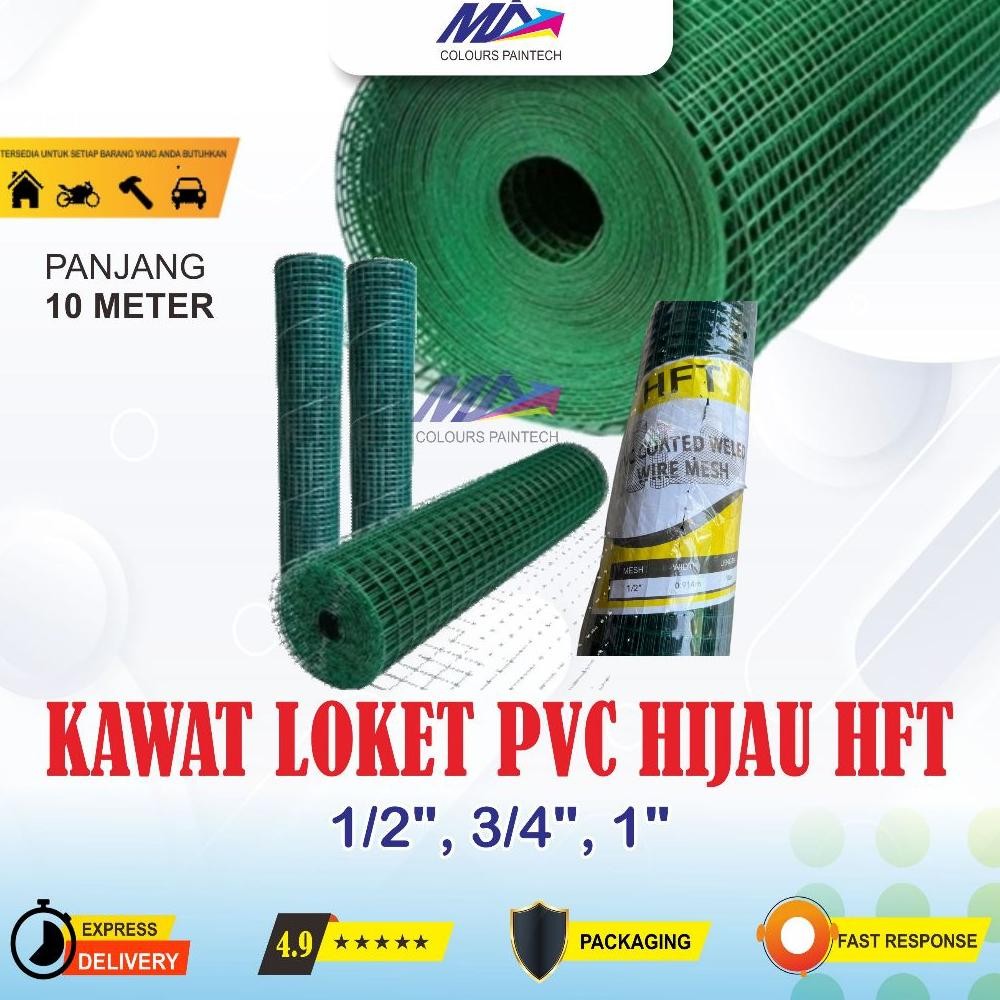 NEW NEW Kawat Ram Loket PVC Hijau Ayakan Kandang Lubang 1" 1 Roll 10 meter