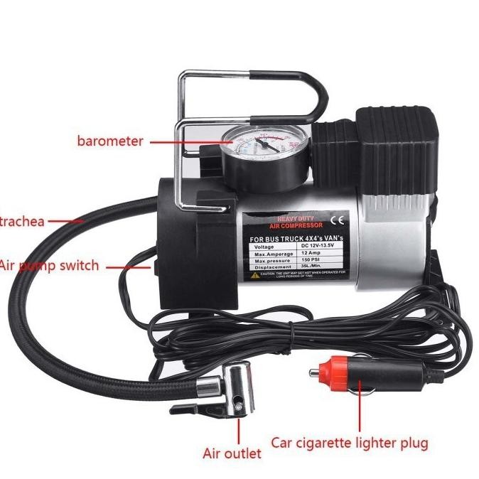 ND [MA] Pompa Ban Elektrik Air Compressor Mini DC 12V Pompa Angin Ban Portable Udara Listrik Mobil M