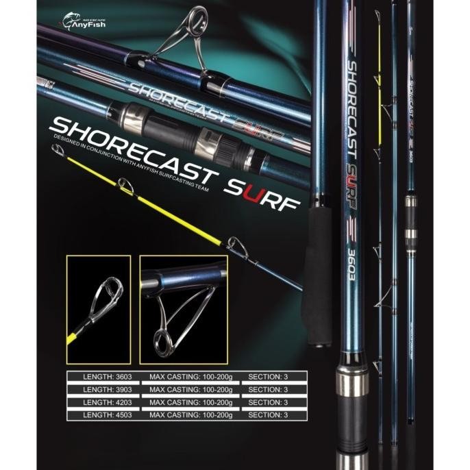 Joran Pancing Laut Anyfish Sambung 3 Shore Cast Surf Panjang 360/390/420/450 cm AST