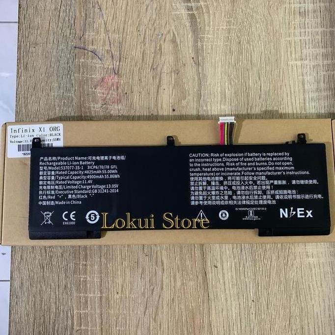 baterai battery infinix inbook x1 x1 pro i3 i5 i7 537077-3s ori -