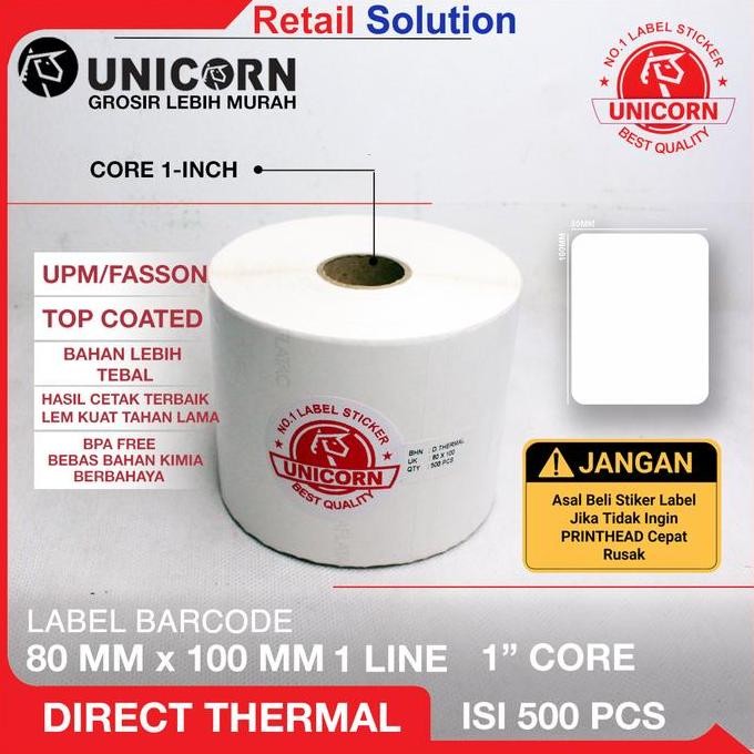 

new label stiker thermal 80x100 mm / 80 x 100 mm / 80x100mm 500pcs
