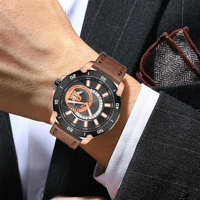 Promo Eksklusif Live Buy 1 Get 1 Belleda 9381 Kulit Jam Tangan Pria Watches