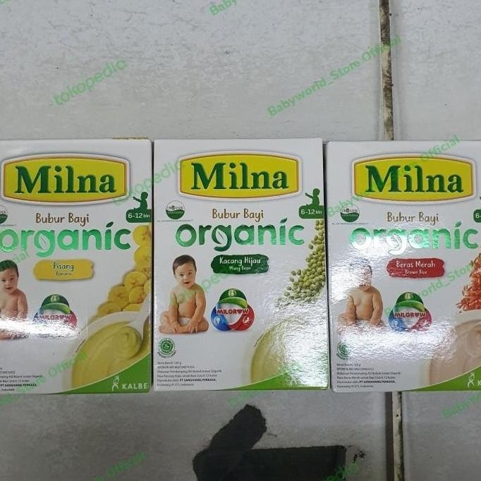 

Terlaris Milna Organic Bubur Bayi 6+ Pisang / Kacang Hijau/ Beras Merah 120Gr