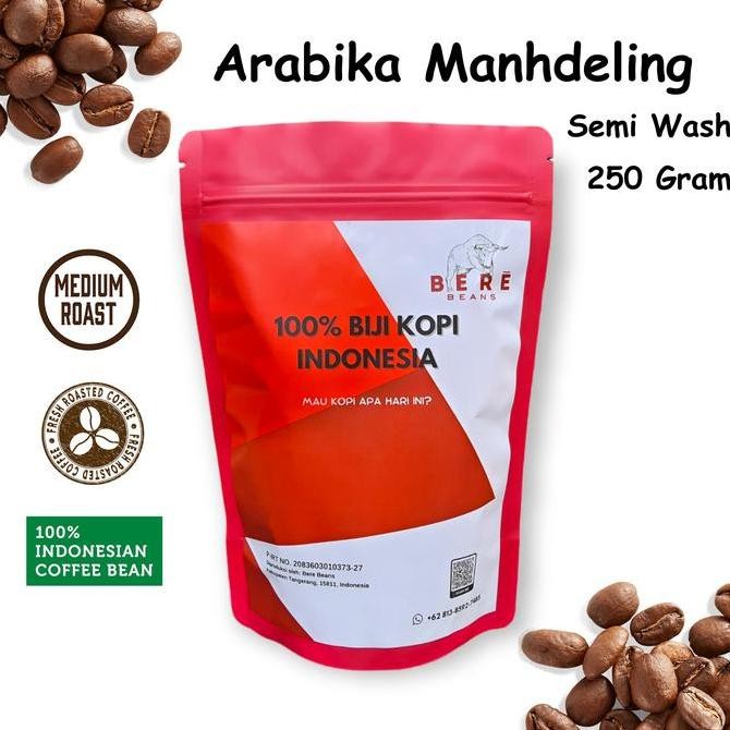 

Kopi Arabika Mandheling 250 GRAM Biji / Bubuk Coffee Bean Mandailing