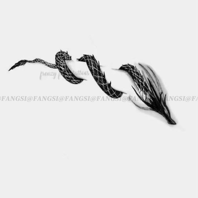 Stiker Tato Herbal Naga Semi Permanen, Kalung Tulang Kerah Gaya Baru, Stiker Tato Tahan Air Tah